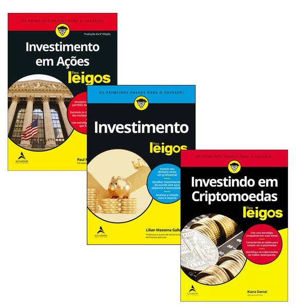 Imagem de Kit Investimento Para Leigos + Investimento Em Ações Para Leigos + Investindo Em Criptomoedas Para Leigos