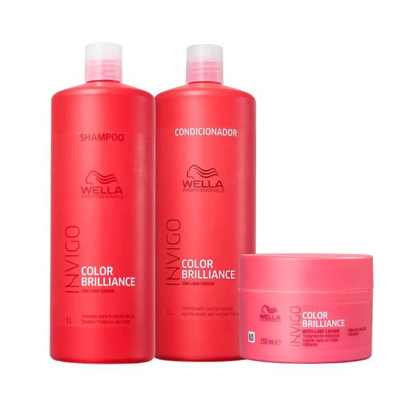 Kit Invigo Color Brilliance Shampoo e Condicionador 1L e Máscara 150ml - Wella Profession... Kit Invigo Color Brilliance Shampoo e Condicionador 1L e Máscara 150ml - Wella Profession...