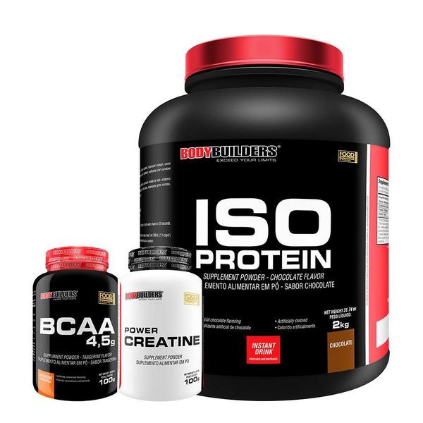 Imagem de Kit Iso Protein 2Kg Chocolate +Creatina +Bcaa - Bodybuilders