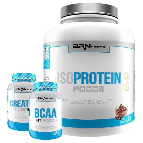 Imagem de Kit Iso Protein Foods 2Kg Chocolate Bcaa Creatina - Brnfoods