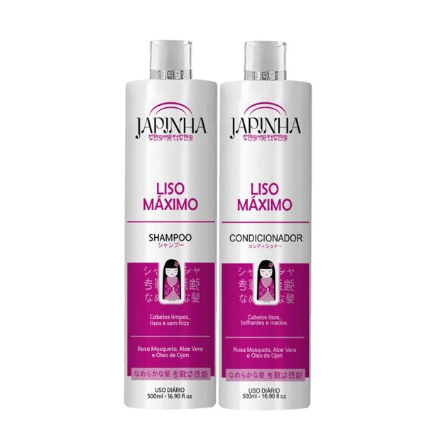 Imagem de Kit Japinha Liso Máximo Shampoo e Condicionador 500ml Original!