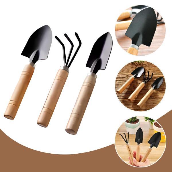 Kit Jardinagem Profissional 3 Peças Mini Pá Ancinho E Transplantador Cabo De Madeira Conju... Kit Jardinagem Profissional 3 Peças Mini Pá Ancinho E Transplantador Cabo De Madeira Conju...