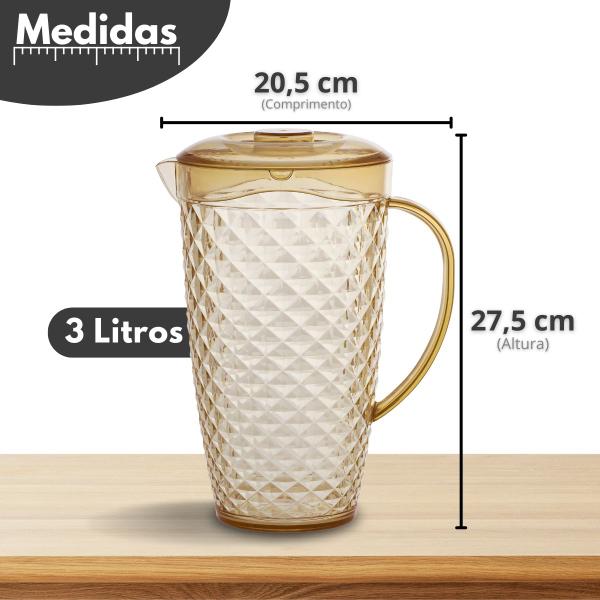 Imagem de Kit Jarra 3 Litros + 4 Copos 500ml de Acrílico Luxxor Para Bebidas Sucos Água - Paramount