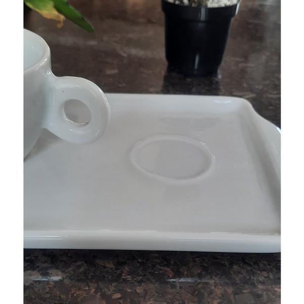 Imagem de Kit Jogo 2 xícaras Café 100ml Cônica c/ Bandeja Refratária - Porcelana branca