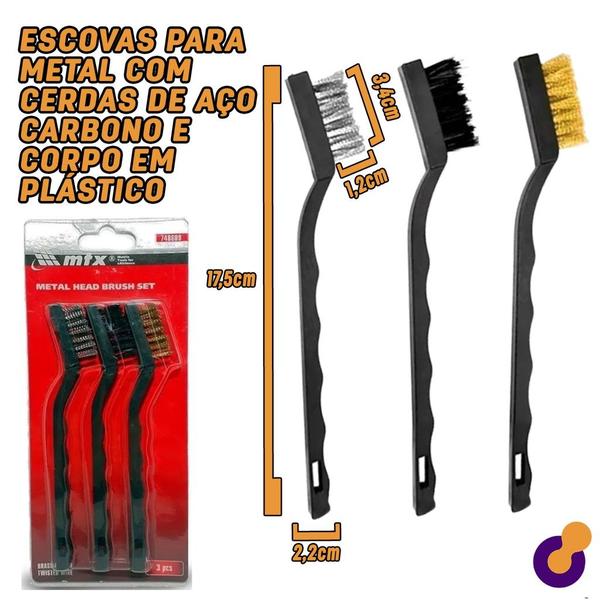 Kit Jogo 3 Escovas Para Metal Com Cerdas De Aço - MTX Imagem de Kit Jogo 3 Escovas Para Metal Com Cerdas De Aço - MTX