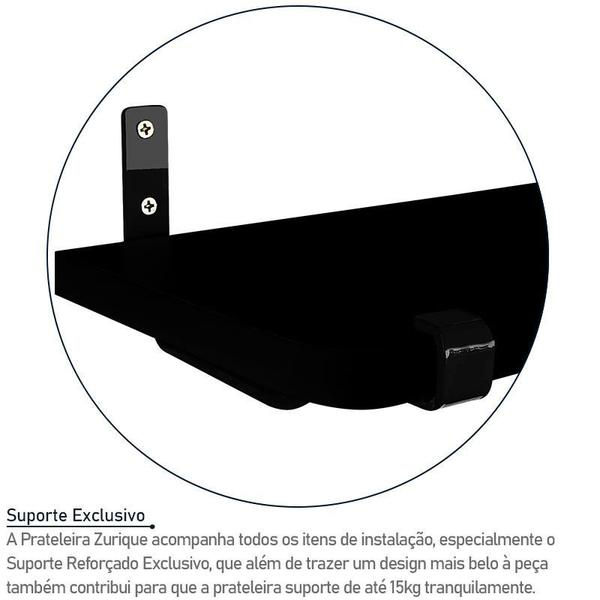 Kit Jogo 3 Prateleiras De Parede Madeira MDP 60cm x 15cm Preta Imagem de Kit Jogo 3 Prateleiras De Parede Madeira MDP 60cm x 15cm Preta