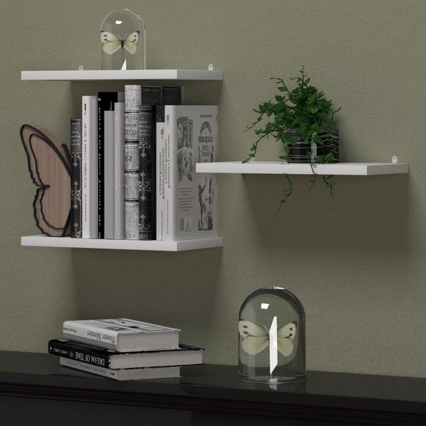 Imagem de Kit Jogo 3 Unidades Prateleiras Simples Retangulas Decorativo Expositor Porta Retratos Plantas MDF