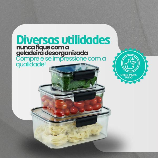 Imagem de Kit Jogo 4 Potes Herméticos Organizadores De Alimentos 1,2 Lts