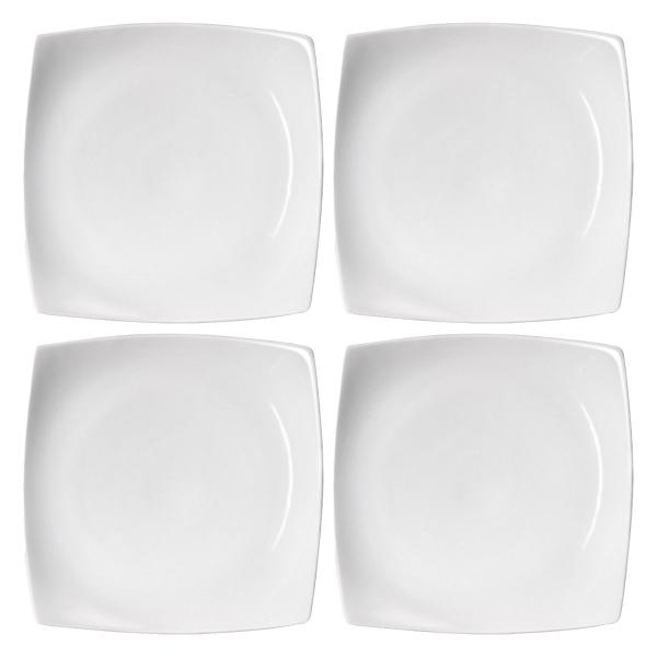 Imagem de Kit Jogo 4 Pratos Rasos Oriental Germer Branco Porcelana  27cm