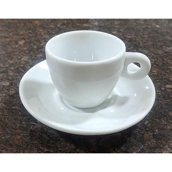 Imagem de Kit Jogo 4 xícaras Café 80ml Cônica com pires - Porcelana branca (2)