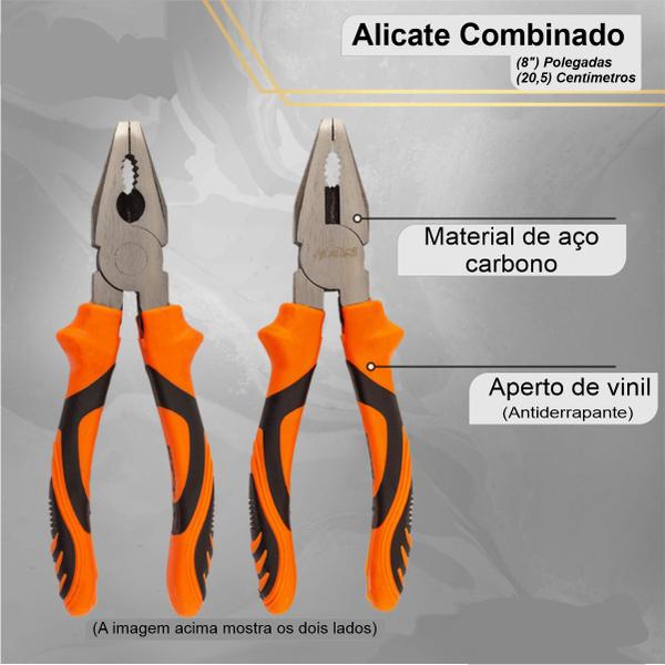 Imagem de Kit Jogo Alicate Profissional Cabo Emborrachado Alicate Universal Corte e Bico