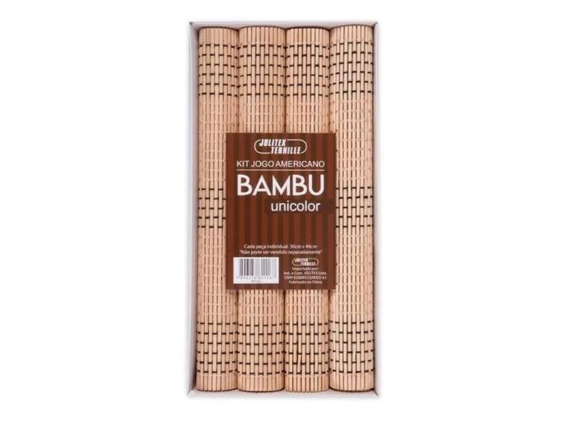 Imagem de Kit Jogo Americano Bambu 4 Peças Unicolor Bege Jolitex