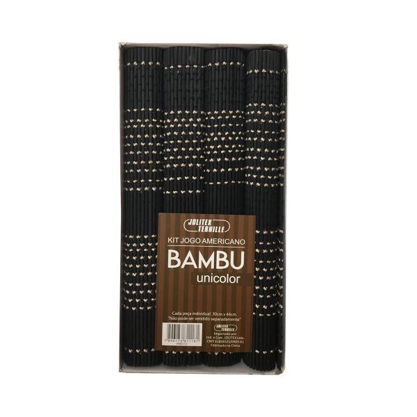 Imagem de Kit jogo americano bambu unicolor 30x44cm c/4 pcs preto