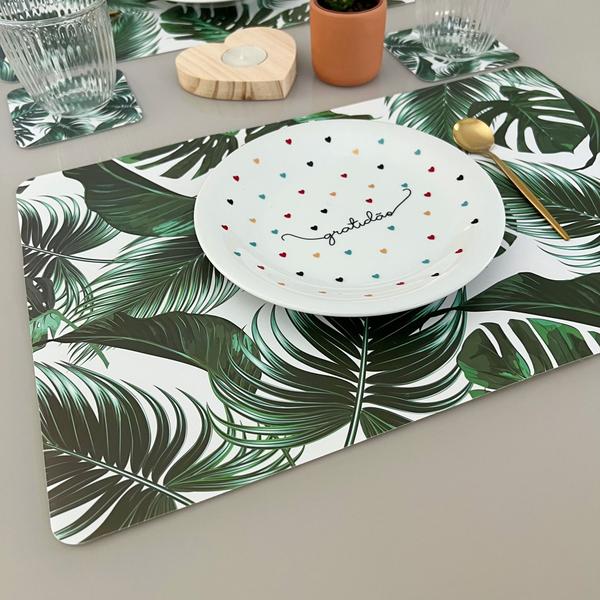 Kit Jogo Americano Com Porta Copos Mesa Posta Cozinha 20 Pçs Mod Costela de Adão - Universal Vendas Imagem de Kit Jogo Americano Com Porta Copos Mesa Posta Cozinha 20 Pçs Mod Costela de Adão