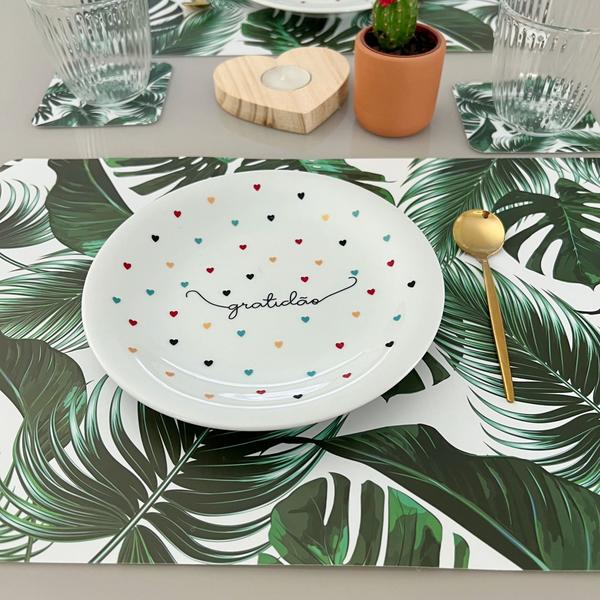Kit Jogo Americano Com Porta Copos Mesa Posta Cozinha 20 Pçs Mod Costela de Adão - Universal Vendas Imagem de Kit Jogo Americano Com Porta Copos Mesa Posta Cozinha 20 Pçs Mod Costela de Adão