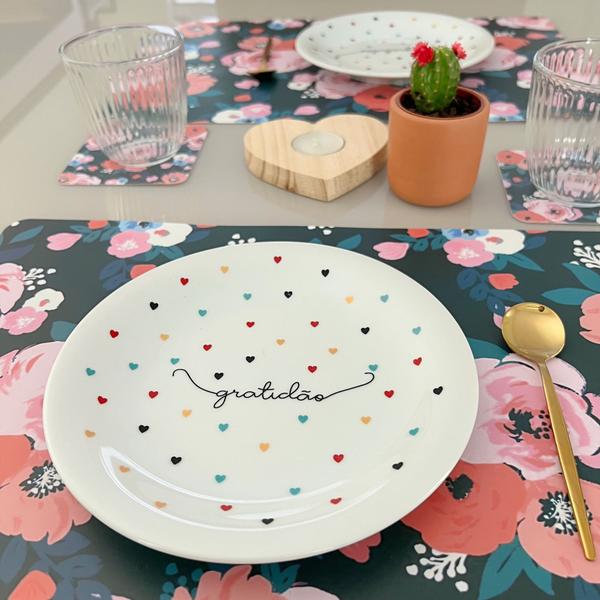 Kit Jogo Americano Com Porta Copos Mesa Posta Cozinha 40 Pçs Mod Flores - Universal Vendas Imagem de Kit Jogo Americano Com Porta Copos Mesa Posta Cozinha 40 Pçs Mod Flores