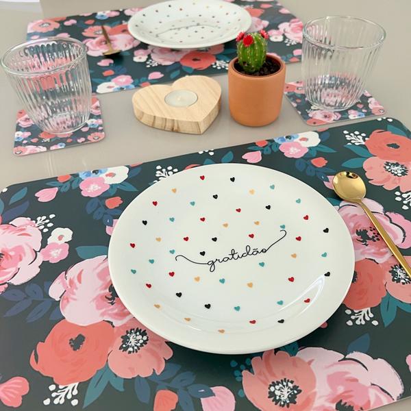 Kit Jogo Americano Com Porta Copos Mesa Posta Cozinha 40 Pçs Mod Flores - Universal Vendas Imagem de Kit Jogo Americano Com Porta Copos Mesa Posta Cozinha 40 Pçs Mod Flores