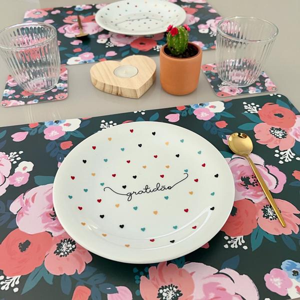 Kit Jogo Americano Com Porta Copos Mesa Posta Cozinha 40 Pçs Mod Flores - Universal Vendas Imagem de Kit Jogo Americano Com Porta Copos Mesa Posta Cozinha 40 Pçs Mod Flores