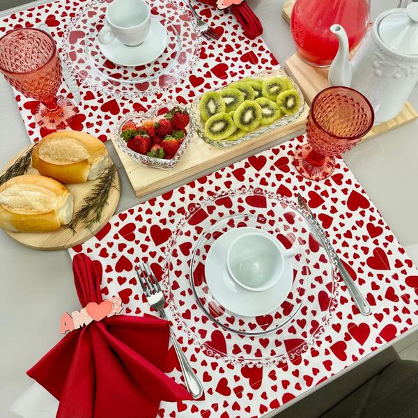 Imagem de Kit Jogo Americano Completo Mesa Dia dos Namorados Jantar Romântico 2 Lugares