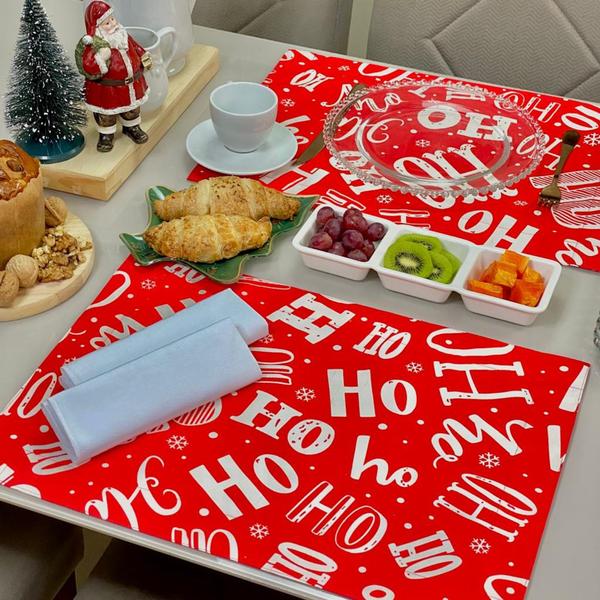 Imagem de Kit Jogo Americano Estampado Com Guardanapos de Natal Mesa Posta Natalina