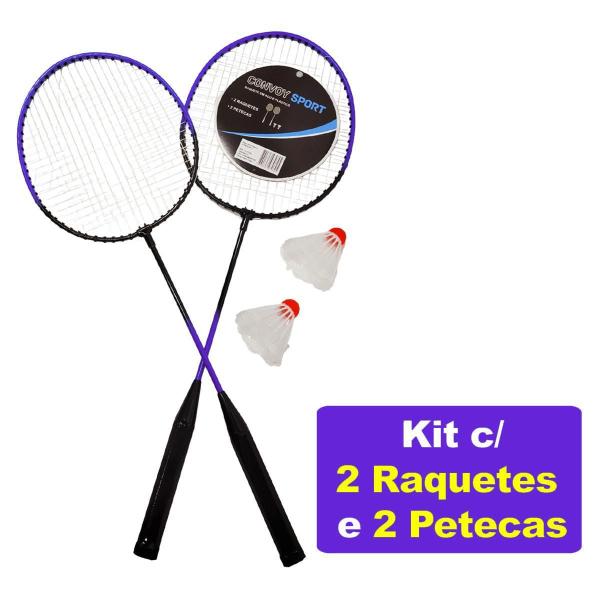 Imagem de Kit Jogo Badminton Completo Redstar 2 Raquetes 2 Petecas E