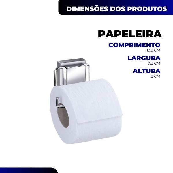 Imagem de Kit Jogo Banheiro Saboneteira Toalheiro Porta Papel Ventosa