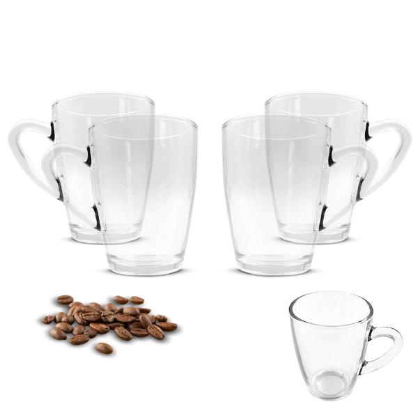 Imagem de Kit Jogo Caneca Xicaras Vidro 310ml 4 Peças Chá Café Copo