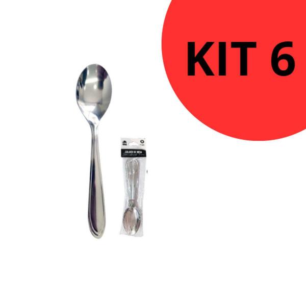 Imagem de Kit Jogo Colher De Sopa Inox 6Pç Inox Aço Restaurante Buffet