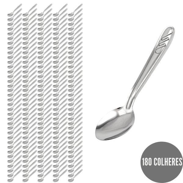 Imagem de Kit Jogo com 180 Talheres Colher Inox Luxo Firme Restaurante