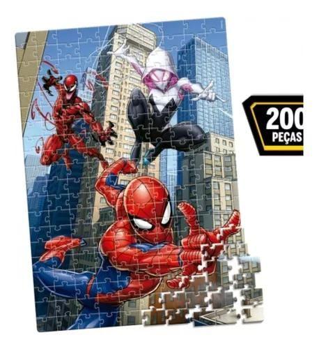 Imagem de Kit Jogo Da Memoria + Quebra Cabeça 200 Peças Homem-aranha