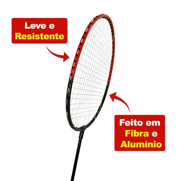 Imagem de Kit Jogo De Badminton Completo Para Esportes E Jogos Com 2 Raquetes De Aço Inox Peteca E Bolsa Transporte