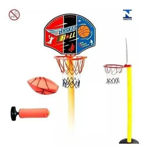 Imagem de Kit Jogo De Basquete Infantil Completo Bola Cesta Suporte