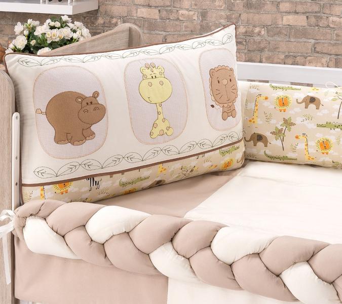 Imagem de Kit jogo de berço baby tigre bordado 09 peças kit americano de berço safari para bebe luxuoso