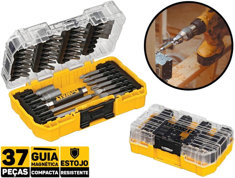 Imagem de Kit Jogo De Bits E Pontas P/ Parafusar 37 Peças  Dewalt DW2163