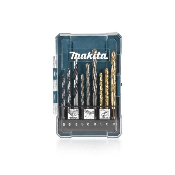 Imagem de Kit Jogo de Brocas Para Metal Concreto E Madeira Com 9 Brocas D-71962 Makita