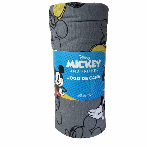 Imagem de Kit Jogo De Cama Infantil Malha + Edredom Casal Mickey e Minnie Disney 4 Peças Portallar