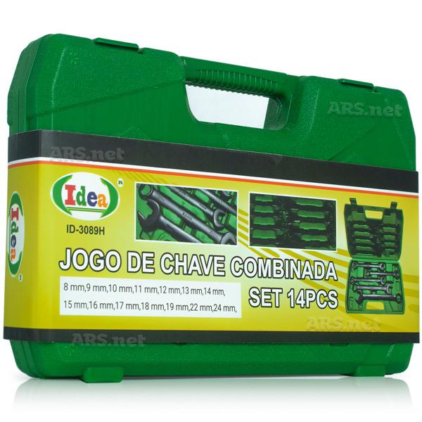 Imagem de Kit Jogo De Chaves Combinadas Ferramentas 8 a 24mm Aço 14 Peças Com Maleta