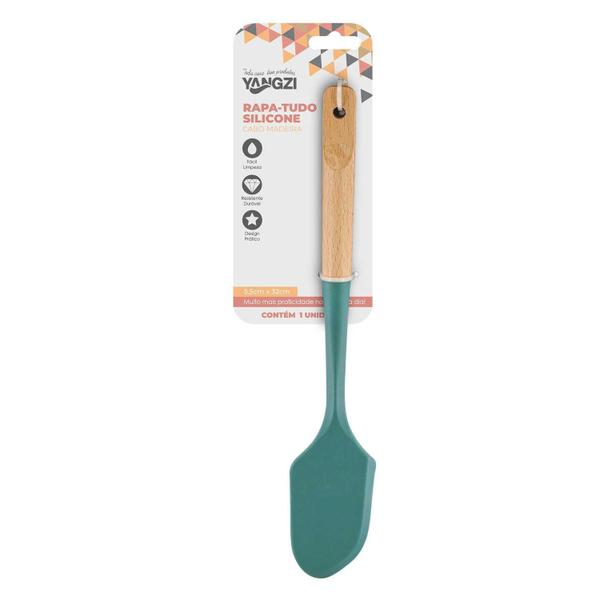 Imagem de Kit Jogo De Colheres De Silicone Cabo Madeira Utensílios 7 Peças Livre Bpa