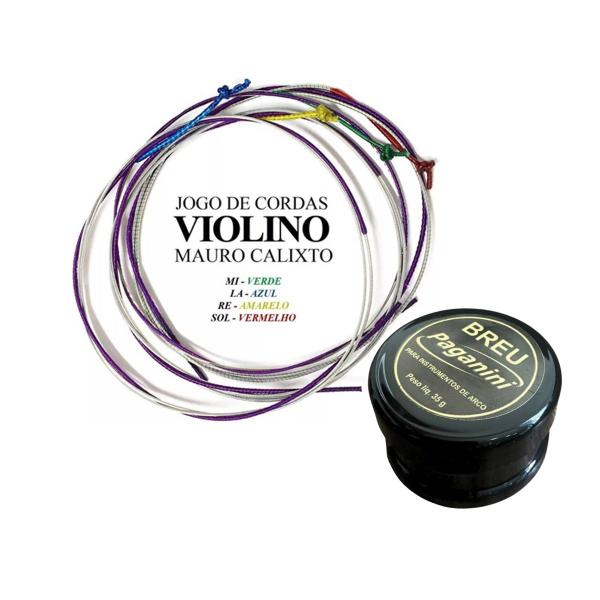 Kit Jogo de Cordas Violino Mauro Calixto + Breu Paganini Imagem de Kit Jogo de Cordas Violino Mauro Calixto + Breu Paganini
