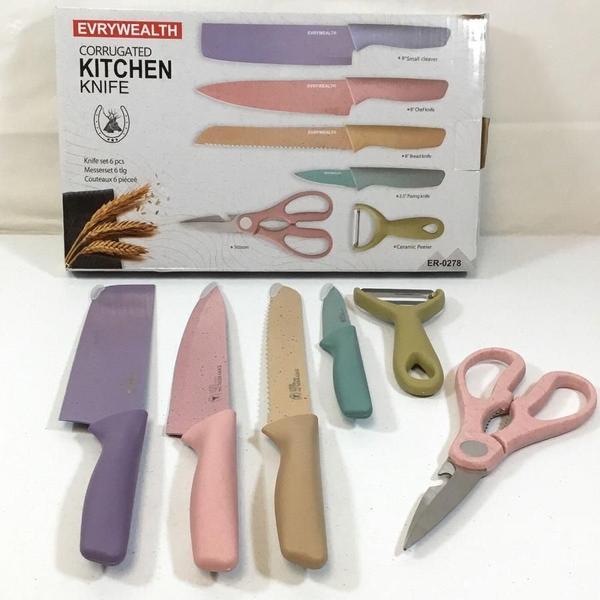 Imagem de Kit Jogo De Facas Coloridas 6Pcs Chef Cozinha Churrasco 2024