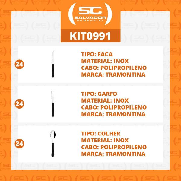 Imagem de KIT - Jogo de Facas, Garfos e Colheres Leme 72 Peças em Aço Inox Cabo Preto PBAG - Tramontina