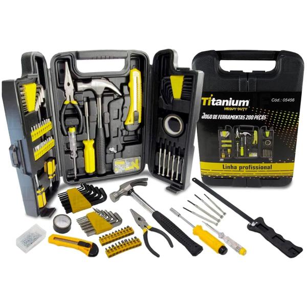 Kit Jogo de Ferramentas 200 Peças Linha Profissional Titanium Kit Jogo de Ferramentas 200 Peças Linha Profissional Titanium