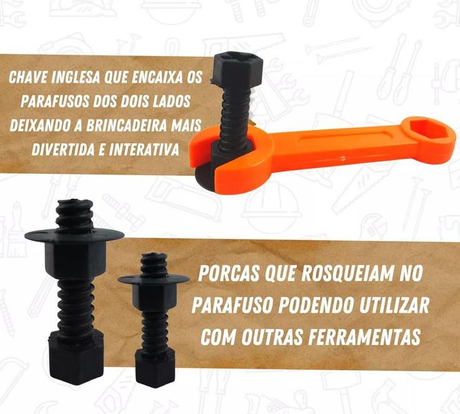 Imagem de Kit Jogo De Ferramentas Infantil Cinto Construtor + Capacete Brinquedo Educativo 14 peças