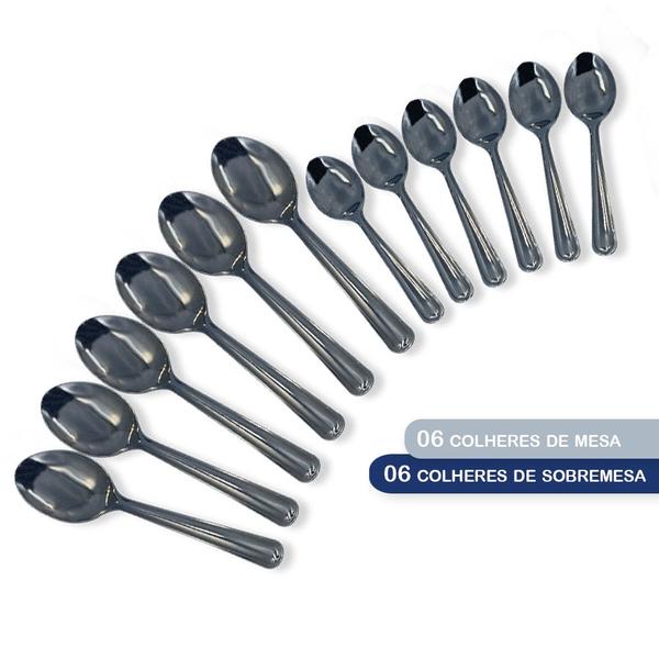 Imagem de Kit Jogo de Garfos Facas  Bar Restaurante Bufffet 100% Aço Inox 24 Peças