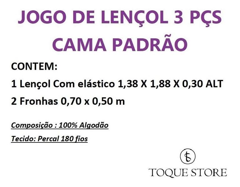 Imagem de Kit Jogo De Lençol Algodao 180 Fios Padrão 3pcs Estampado Babadinho