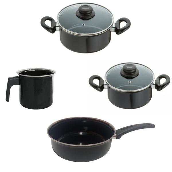 Imagem de Kit Jogo de Panelas 4 peças Esmaltada Indução Cooktop JJB