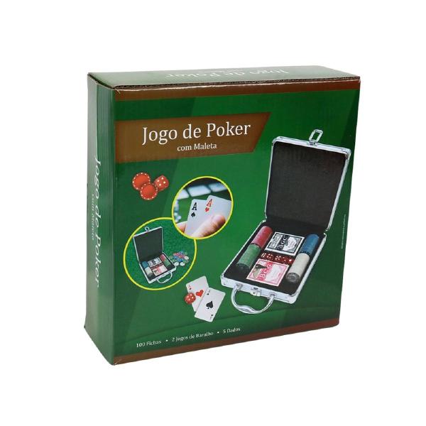 Imagem de Kit Jogo De Poker Com Maleta 100 Fichas 2 Baralhos 5 Dados