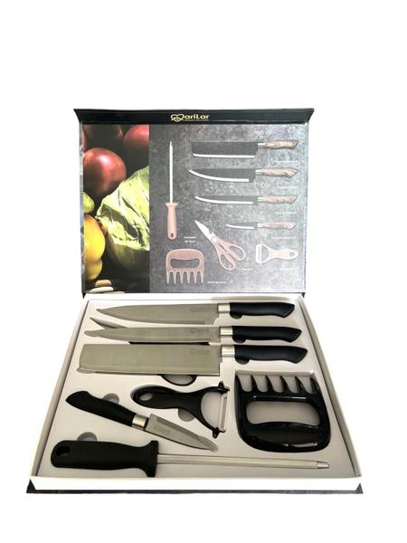 Imagem de Kit Jogo Facas 8 peças Inox Churrasco Cozinha com Garra e Amolador