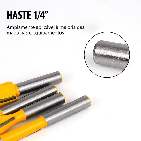 Imagem de Kit Jogo Fresas Para Tupia Madeira 12 Peças Haste 6mm Kit Com Maleta em Madeira