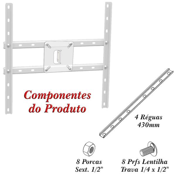 Imagem de KIT JOGO HASTE ADAPTADOR SUPORTE TV VESA 400x400 65" BRANC0